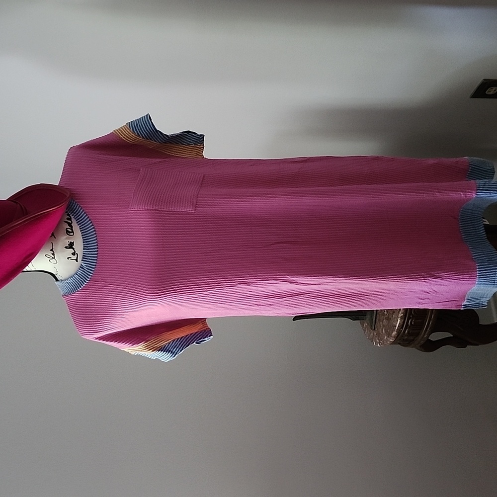 Pink Women's Dress with Multicolor Accents